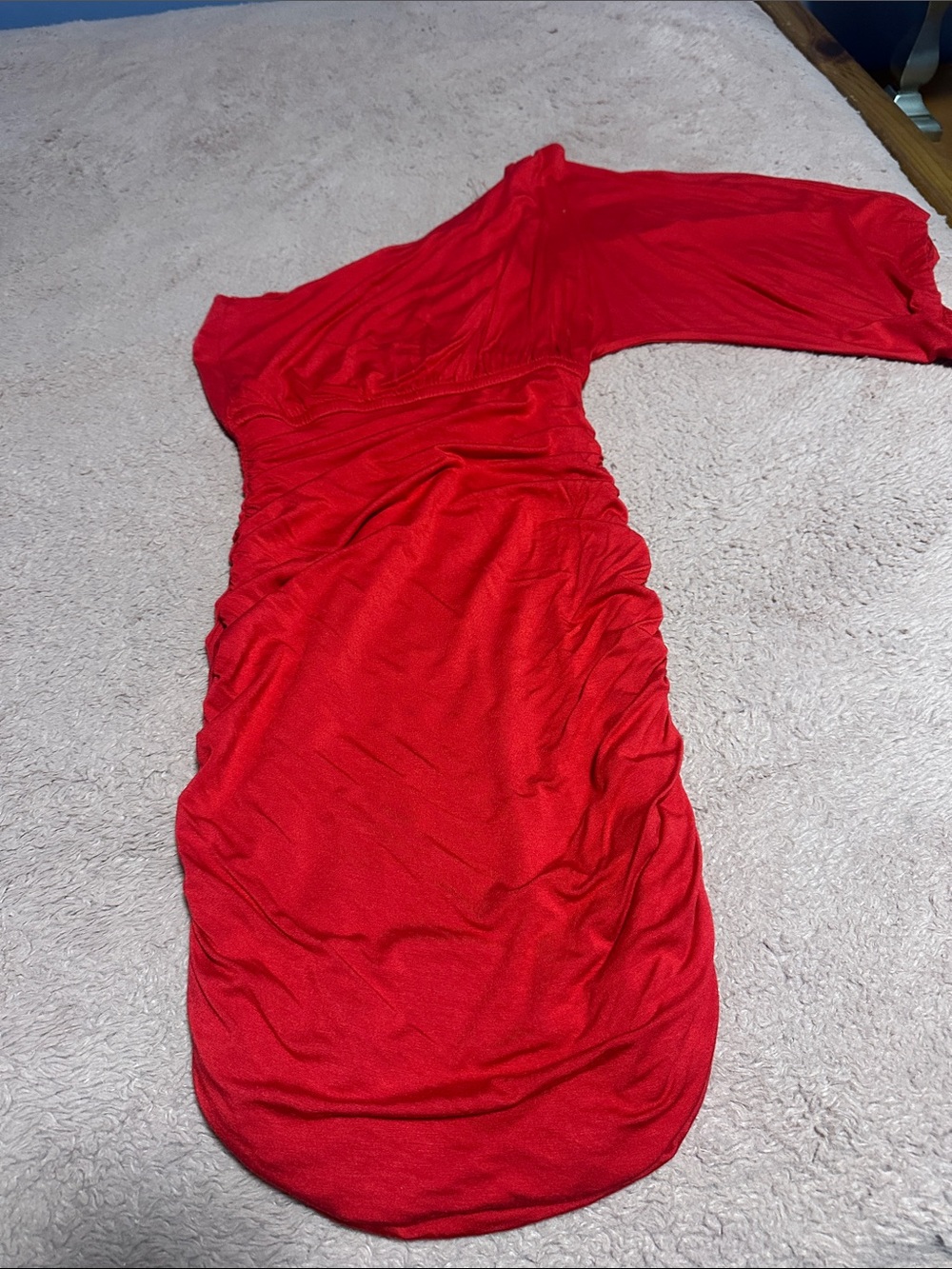 Bar III Red One-Shoulder Ruched Evening Dress